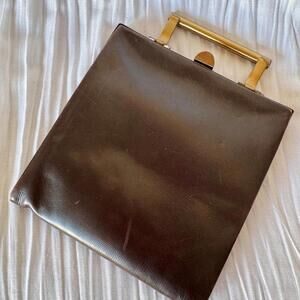 Vintage Brown Leather Square Handbag